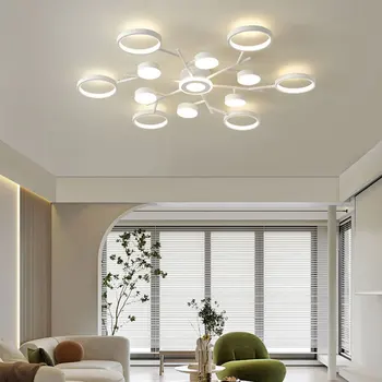 2023 Современная светодиодная люстра в простом стиле для гостиной спальни кухни кабинета Потолочный светильник белого цвета с дистанционным управлением