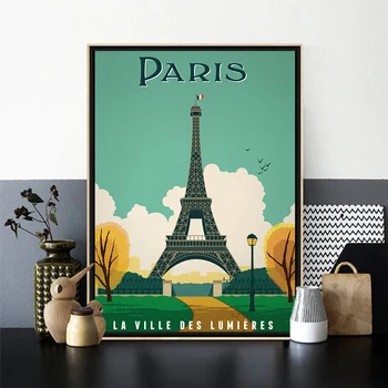 Париж Туристический плакат Франция Городская Стена Искусство Холст Картина Наклейка на стену Домашний Декор Подарок