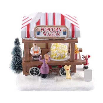 Рождественские деревенские домики со светодиодной подсветкой, Разноцветная деревня рождественских каникул с музыкой, Рождественский деревенский домик для попкорна
