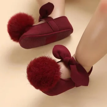 2023 Новые Красные туфли Joyful Baby Princess на мягкой тканевой подошве с нескользящей подошвой для ходьбы
